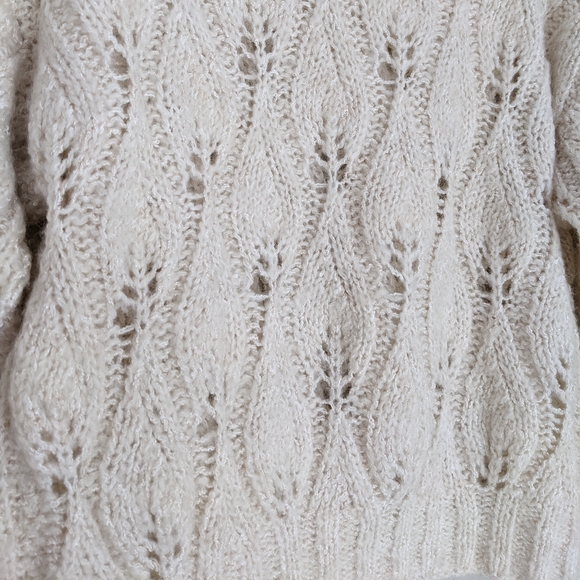 Handknit Pointelle Mockneck Sweater - Picture 5 of 6